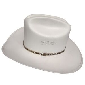Mens Cowboy Hat White Super Lona Fina Western Rodeo Size‎ 7 3/8